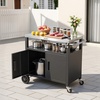 image:imageVEVOR Outdoor Grill Cart with Sink and Storage Cabinet 52 Inch Grill Table Waterproof Kitchen Island with Stainless Steel Top Spice Rack Wheel Movable Food Prep Station for Patio Bar Backyard BBQ364 Inch