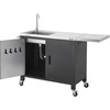 image:imageVEVOR Outdoor Grill Cart with Sink and Storage Cabinet 52 Inch Grill Table Waterproof Kitchen Island with Stainless Steel Top Spice Rack Wheel Movable Food Prep Station for Patio Bar Backyard BBQ52 Inch
