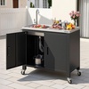 image:imageVEVOR Outdoor Grill Cart with Storage Cabinet 531 Inch Grill Table Waterproof Kitchen Island with Stainless Steel Top Shelf and Wheels Movable Food Prep Station for Patio Bar Backyard BBQ38inch