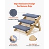 image:imageVEVOR Wood Pet Stairs 5Step Dog Stairs for Beds Sofa amp Cars 150lbs Load Capacity Floded Flat Design Stable amp Sturdy Cat amp Dog Step Ladder for Small Medium Large Older Pet Puppy EssentialsWood ColorBlue