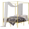 image:imageVEVOR Canopy Bed Frame Full Size Metal Canopy Bed with Minimalist Headboard amp Four Posters Design Heavy Duty Steel Slats Support Underbed Storage Space No Box Spring Needed Easy Assembly GoldFull