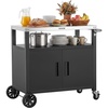 image:imageVEVOR Outdoor Grill Cart with Sink and Storage Cabinet 52 Inch Grill Table Waterproof Kitchen Island with Stainless Steel Top Spice Rack Wheel Movable Food Prep Station for Patio Bar Backyard BBQ364 Inch