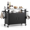 image:imageVEVOR Outdoor Grill Cart with Storage Cabinet 531 Inch Grill Table Waterproof Kitchen Island with Stainless Steel Top Shelf and Wheels Movable Food Prep Station for Patio Bar Backyard BBQ531 Inch