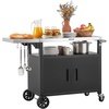 image:imageVEVOR Outdoor Grill Cart with Storage Cabinet 531 Inch Grill Table Waterproof Kitchen Island with Stainless Steel Top Shelf and Wheels Movable Food Prep Station for Patio Bar Backyard BBQ489 Inch