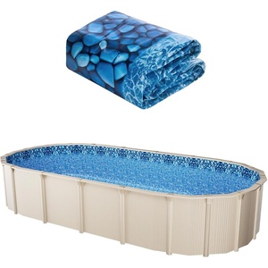 image:imageVEVOR 24ft Round Above Ground Pool Liner Overlap Pool Liners Standard Gauge Vinyl 48to54inch Wall Height Designed for Steel Sided AboveGround Swimming PoolsOval