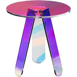 image:imageVEVOR Acrylic Side Table 2Tier Clear End Table with Storage Shelf Modern Transparent Bedside Nightstand Lucite Desk for Bedroom Living Room Home Decor 118 D x 157 W x 197 HRainbow