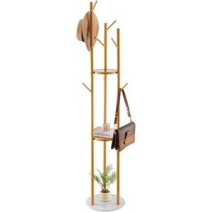 image:imageVEVOR Coat Rack Freestanding Coats Tree Stand with Stable Marble Base amp 6 Hooks Free Standing Hall Coat Rack for Entryway Bedroom Office Living Room Modern Clothes Hanger for Coats Hats Bagswith Storage Board