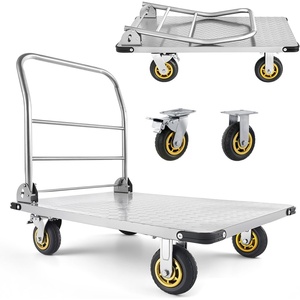 image:imageVEVOR Foldable Push Cart Dolly 660 lbs Load Capacity Folding Platform Truck with Swivel Wheels Moving Platform Hand Truck Flatbed Cart Space Saving Push Handle for Easy Storage 354 x 343 x 24 in354 x 236 x 354 in 900 x 600 x 900 mm