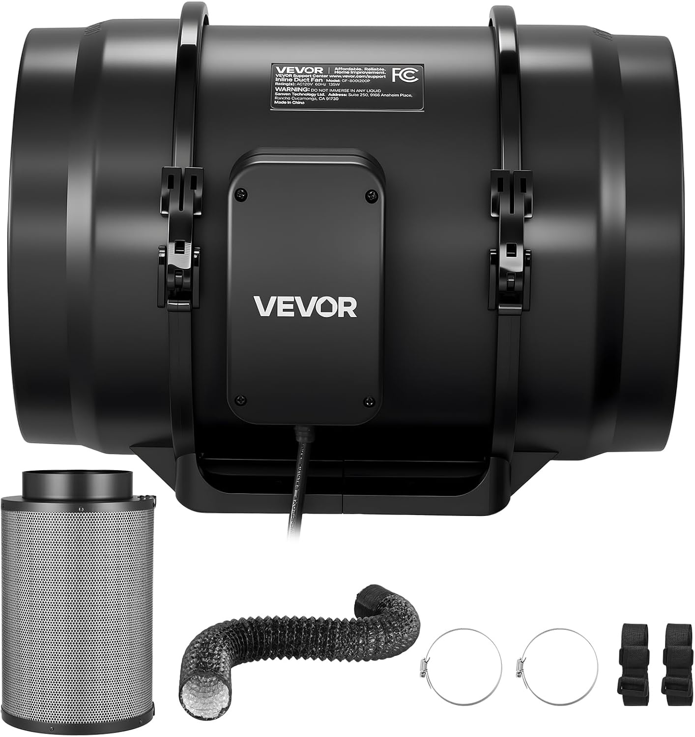image:imageVEVOR 4 Air Filtration Kit 180 CFM Inline Duct Fan with Speed Controller Carbon Filter amp Ducting Ventilation System for Heating Cooling Booster Grow Tents Hydroponics8 Fan  Air Filtration Kit