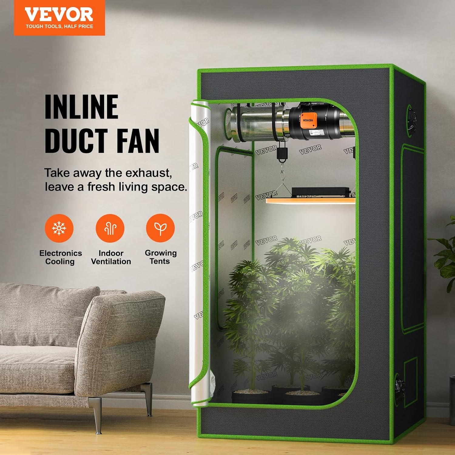 image:imageVEVOR 4 Air Filtration Kit 180 CFM Inline Duct Fan with Speed Controller Carbon Filter amp Ducting Ventilation System for Heating Cooling Booster Grow Tents Hydroponics8 Fan  Variable Speed Controller