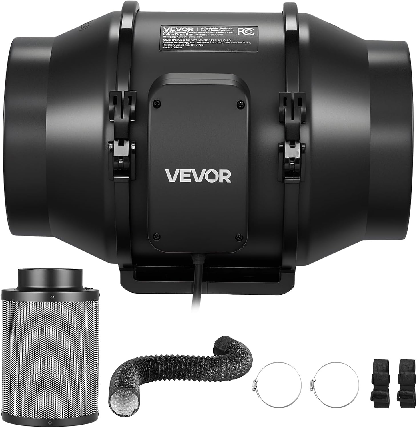 image:imageVEVOR 4 Air Filtration Kit 180 CFM Inline Duct Fan with Speed Controller Carbon Filter amp Ducting Ventilation System for Heating Cooling Booster Grow Tents Hydroponics6 Fan  Air Filtration Kit