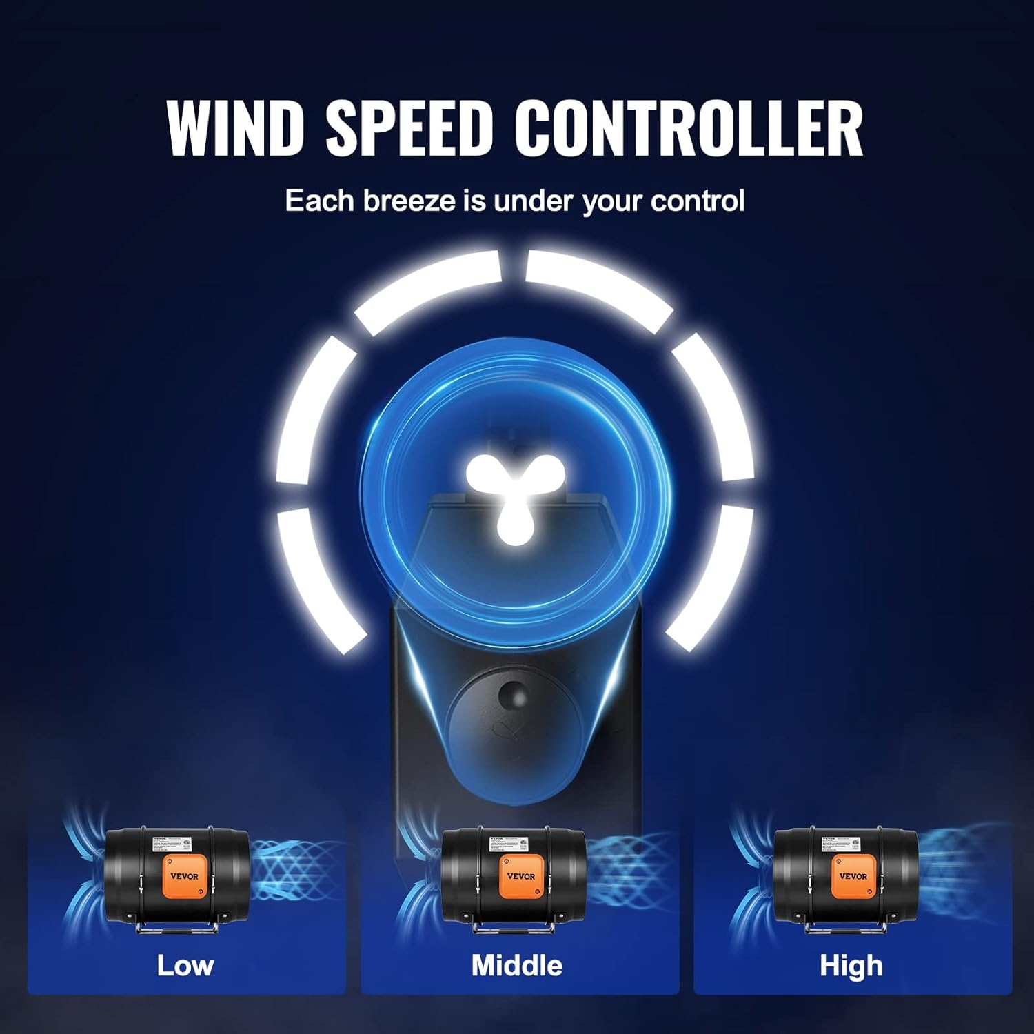 image:imageVEVOR 4 Air Filtration Kit 180 CFM Inline Duct Fan with Speed Controller Carbon Filter amp Ducting Ventilation System for Heating Cooling Booster Grow Tents Hydroponics8 Fan  Variable Speed Controller
