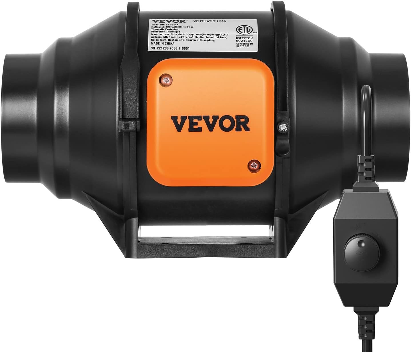 image:imageVEVOR 4 Air Filtration Kit 180 CFM Inline Duct Fan with Speed Controller Carbon Filter amp Ducting Ventilation System for Heating Cooling Booster Grow Tents Hydroponics4 Fan  Variable Speed Controller