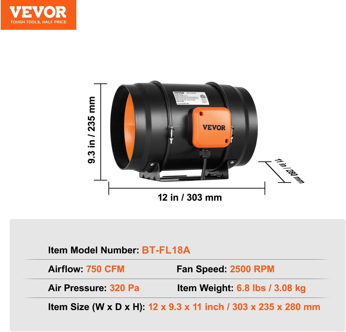image:imageVEVOR 4 Air Filtration Kit 180 CFM Inline Duct Fan with Speed Controller Carbon Filter amp Ducting Ventilation System for Heating Cooling Booster Grow Tents Hydroponics8 Fan  Variable Speed Controller
