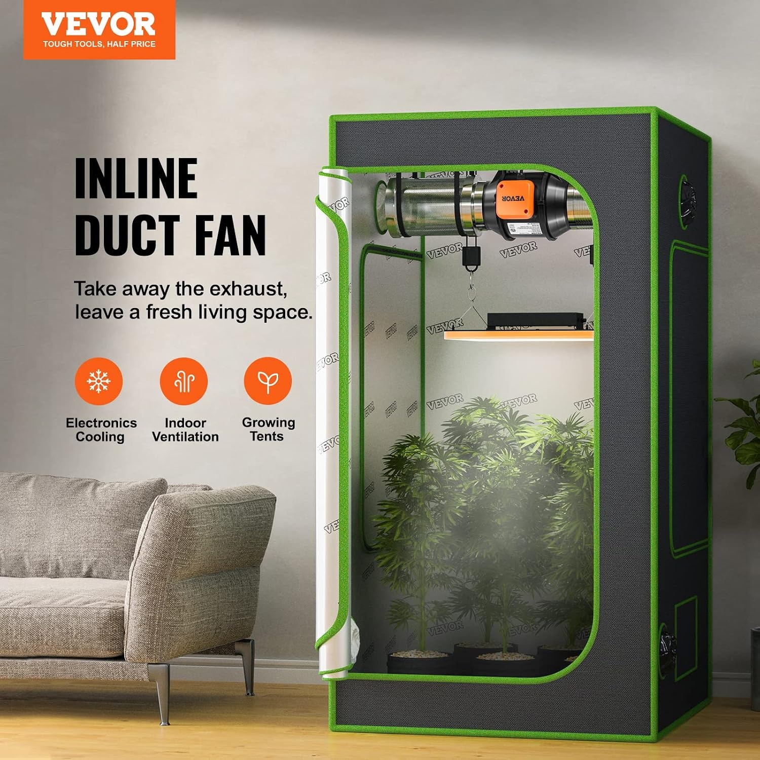 image:imageVEVOR 4 Air Filtration Kit 180 CFM Inline Duct Fan with Speed Controller Carbon Filter amp Ducting Ventilation System for Heating Cooling Booster Grow Tents Hydroponics4 Fan  Variable Speed Controller