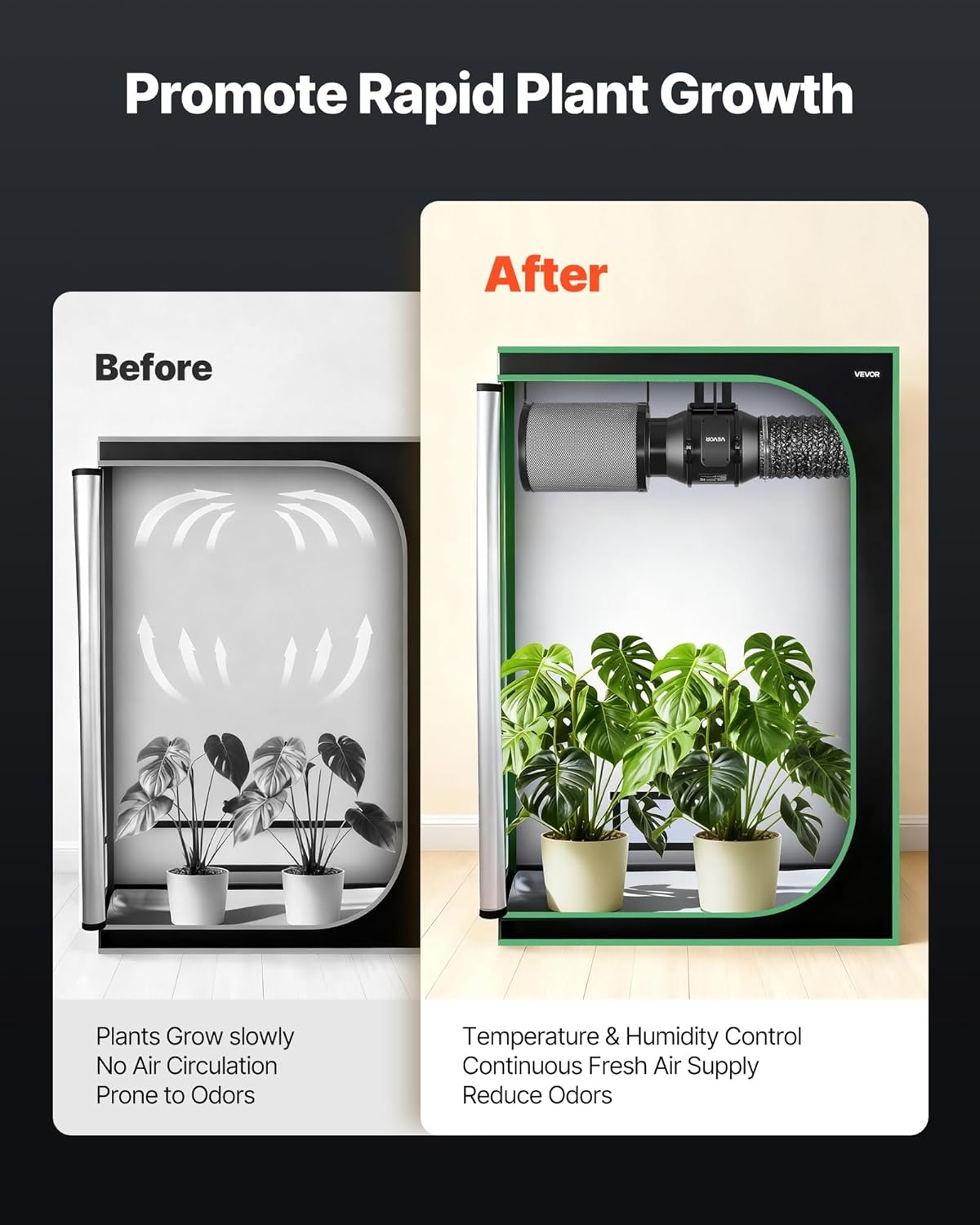image:imageVEVOR 4 Air Filtration Kit 180 CFM Inline Duct Fan with Speed Controller Carbon Filter amp Ducting Ventilation System for Heating Cooling Booster Grow Tents Hydroponics6 Fan  Air Filtration Kit