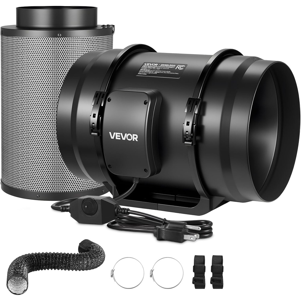 image:imageVEVOR 4 Air Filtration Kit 180 CFM Inline Duct Fan with Speed Controller Carbon Filter amp Ducting Ventilation System for Heating Cooling Booster Grow Tents Hydroponics8 Fan  Air Filtration Kit