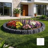 image:imageVEVOR No Dig Garden Edging Border Faux Wood Landscape Edging Flexible Plastic Lawn Edging for Tree Flower Bed Pathway Yard 4 Pack 10 Blocks 4114L x 374 W x 748H 32 Spikes Included BeigeCharcoal Black