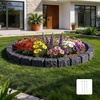 image:imageVEVOR No Dig Garden Edging Border Faux Wood Landscape Edging Flexible Plastic Lawn Edging for Tree Flower Bed Pathway Yard 4 Pack 10 Blocks 4114L x 374 W x 748H 32 Spikes Included BeigeCharcoal Black