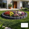 image:imageVEVOR No Dig Garden Edging Border Faux Wood Landscape Edging Flexible Plastic Lawn Edging for Tree Flower Bed Pathway Yard 4 Pack 10 Blocks 4114L x 374 W x 748H 32 Spikes Included BeigeCharcoal Black