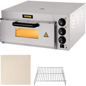 image:imageVEVOR Commercial Pizza Oven Countertop 14 Single Deck Layer 110V 1300W Stainless Steel Electric Pizza Oven with Stone and Shelf Multipurpose Indoor Pizza Maker for Restaurant Home Pretzels BakedSliver