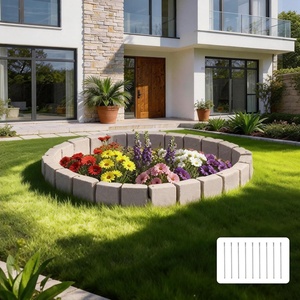 image:imageVEVOR No Dig Garden Edging Border Faux Wood Landscape Edging Flexible Plastic Lawn Edging for Tree Flower Bed Pathway Yard 4 Pack 10 Blocks 4114L x 374 W x 748H 32 Spikes Included BeigeBeige