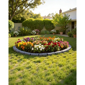 image:imageVEVOR No Dig Garden Edging Border Faux Wood Landscape Edging Flexible Plastic Lawn Edging for Tree Flower Bed Pathway Yard 4 Pack 10 Blocks 4114L x 374 W x 748H 32 Spikes Included BeigeSandstone Gray