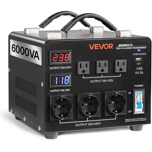 image:imageVEVOR Voltage Auto Converter Transformer 6000VA Heavy Duty Step UpDown Power Transformer 110V to 220V and 220V to 110V with 3 US Outlets 3 EU Outlets LCD Display Circuit Breaker Protection6000WAuto