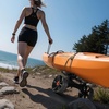 image:imageVEVOR 300 lbs Kayak Cart Foldable Kayak Trolley with 10inch Solid Rubber Tires amp 1 Ratchet Strap Paddle Board Trolley for Carrying Kayaks Canoes Paddleboards Float Mats Jon BoatsBlack