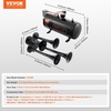 image:imageVEVOR 4 Trumpet Air Horn Kit 150dB Train Horns for Pickup Trucks 12V 120 psi Air Compressor 16 Gal6 L Tank with Gauge for Any 12V Vehicle Car Truck Train Van BoatUpgrade