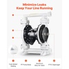 image:imageVEVOR Air Operated Double Diaphragm Pump 35 GPM 1 inch Inlet amp Outlet Pneumatic Waste Oil Transfer Pump Max 114 PSI Aluminum Alloy Body AirOperated for Diesel Grease Kerosene Gasoline amp Oil1inch 25GPM Polypropylene