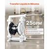 image:imageVEVOR Air Operated Double Diaphragm Pump 35 GPM 1 inch Inlet amp Outlet Pneumatic Waste Oil Transfer Pump Max 114 PSI Aluminum Alloy Body AirOperated for Diesel Grease Kerosene Gasoline amp Oil1inch 25GPM Polypropylene