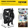 image:imageVEVOR Air Operated Double Diaphragm Pump 44GPM Max 115PSI Air Waste Oil Pneumatic Transfer Pump with 2 Extra Diaphragms 112 inch Inlet amp Outlet Aluminum Alloy Diaphragm Pump for Diesel Grease Oil22 GPM