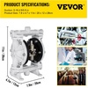 image:imageVEVOR Air Operated Double Diaphragm Pump 44GPM Max 115PSI Air Waste Oil Pneumatic Transfer Pump with 2 Extra Diaphragms 112 inch Inlet amp Outlet Aluminum Alloy Diaphragm Pump for Diesel Grease Oil25 GPM