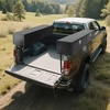 image:imageVEVOR Contractor Truck Tool Box 72 x 21 x 13 in Black Tread Aluminum TopSider Toolbox with Two Lower Drawers Flip Up Door WeatherResistant Heavy Duty Storage Box with Latch for Truck Bed Pickup72 x 13 x 16 in