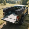 image:imageVEVOR Contractor Truck Tool Box 72 x 21 x 13 in Black Tread Aluminum TopSider Toolbox with Two Lower Drawers Flip Up Door WeatherResistant Heavy Duty Storage Box with Latch for Truck Bed Pickup88 x 16 x 13 in