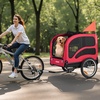 image:imageVEVOR Dog Bike Trailer Supports up to 100 lbs Pet Cart Bicycle Carrier Easy Folding Frame with Quick Release Wheels Universal Bicycle Coupler Reflectors Flag Collapsible to StoreRedBlack