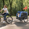 image:imageVEVOR Dog Bike Trailer Supports up to 66 lbs Pet Cart Bicycle Carrier for Small amp Medium Dogs Easy Folding Frame with Quick Release Wheel Universal Bicycle Coupler Reflector Flag Internal LeashBlueBlack