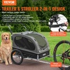 image:imageVEVOR Dog Bike Trailer Supports up to 6688100 lbs 2in1 Pet Stroller Cart Bicycle Carrier Easy Folding Cart Frame with Quick Release Wheels Universal Bicycle Coupler Reflectors Flag88lbs 22