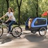 image:imageVEVOR Dog Bike Trailer Supports up to 88 lbs Pet Cart Bicycle Carrier Easy Folding Frame with Quick Release Wheels Universal Bicycle Coupler Reflectors Flag Collapsible to StoreBlueBlack