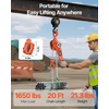 image:imageVEVOR Manual Lever Chain Hoist 34T 1650LBS Capacity Heavy Duty Come Along 20FT Lift G80 Alloy Steel Chain with Dual Pawl Mechanical Brake360Rotating Hooks for Warehouse Construction GarageOrange