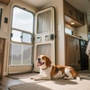 image:imageVEVOR RV Screen Door Protector Adjusts from 22 to 315 inch Adjustable Door Grille Easy to Install Reinforced Breathable Honeycomb Holes Iron Camper RV Entry Protector for Pet Protection Black24 x 26 in