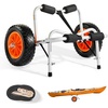 image:imageVEVOR 250 lbs Kayak Cart Foldable Kayak Trolley with 10inch Solid Rubber Tires amp 1 Ratchet Strap Paddle Board Trolley for Carrying Kayaks Canoes Paddleboards Float Mats Jon Boats276 x 157 x 157 in  700 x 400 x 400 mm