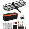 image:imageVEVOR 53 x 19 x 5 in Hitch Cargo Carrier 500lb Capacity Trailer Mount Basket Steel Luggage Carrier Rack Fits 2 Receiver for SUV Truck Pickup with Net Stabilizer Straps Black60 x 20 x 6