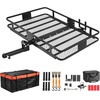 image:imageVEVOR 53 x 19 x 5 in Hitch Cargo Carrier 500lb Capacity Trailer Mount Basket Steel Luggage Carrier Rack Fits 2 Receiver for SUV Truck Pickup with Net Stabilizer Straps Black60 x 36 x 6