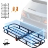 image:imageVEVOR 53 x 19 x 5 in Hitch Cargo Carrier 500lb Capacity Trailer Mount Basket Steel Luggage Carrier Rack Fits 2 Receiver for SUV Truck Pickup with Net Stabilizer Straps Black53 x 19 x 5