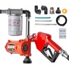 image:imageVEVOR Fuel Transfer Pump 12V DC 15 GPM Cast Iron Diesel Transfer Pump Kit with Manual Nozzle Discharge Hose Overheat Protection Power Cable ExplosionProof for Gasoline Diesel Kerosene amp More12V 10GPM with Filter