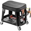 image:imageVEVOR Rolling Shop Stool with Wheels 197256 Adjustable Height 360 Swivel 330 lbs Capacity Garage Work Mechanic Stool with Backrest Tool Tray Storage Padded Seat Shop Chair BlackYellowBlack