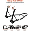 image:imagevevor Motorcycle Stand Lift 850lbs Front Rear Combo Stand Lift Stand Front Wheel Fork Stands Rear UL Fork Swingarm Spool Stands Compatible with Most Yamaha Honda Kawasaki Suzuki Motorcycles Black  850lbs Capacity Front Wheel Fork Stand Rear UL Fork Swingarm Spool Stands Compatible with Yamaha Honda Kawasaki SuzukiBlack