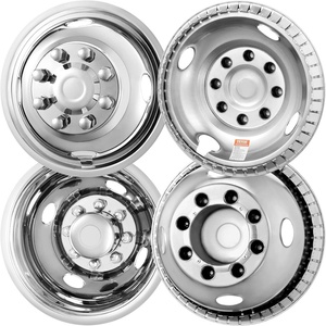 image:imagePolished 195 10 Lug Wheel Simulators Stainless Steel Bolt Kit Hubcap Kit Fit for 20052020 Ford F450F550 2WD Trunk Dually Wheel Cover Set16